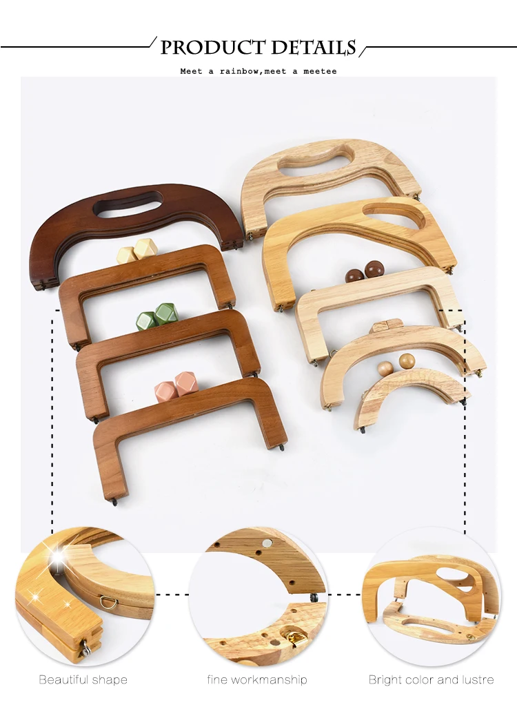 1Pc Deepeel 14-28cm Wooden Bag Handle Bags Closure Kiss Clasp Purse Frames Lock Buckles Handles DIY Sewing Brackets Accessories