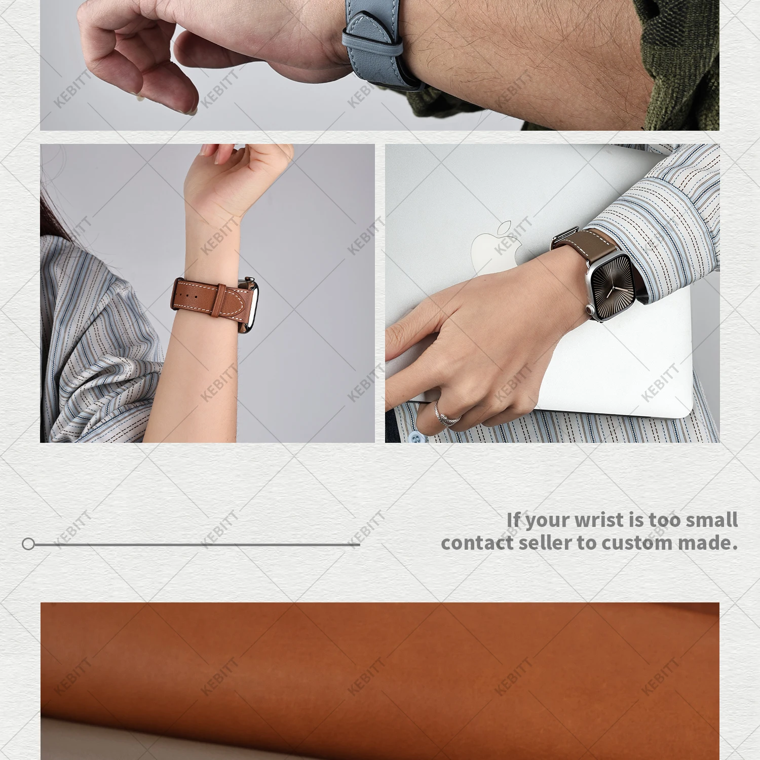 2026Kebitt For Apple Watch Series12 11 10 Ultra4 3 SE3 Strap High Quality Genuine Leather Band Iwatch 46 42 41 45 49mm Bracelet