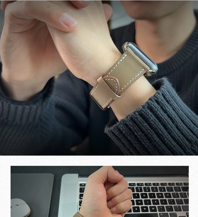2026Kebitt For Apple Watch Series12 11 10 Ultra4 3 SE3 Strap High Quality Genuine Leather Band Iwatch 46 42 41 45 49mm Bracelet