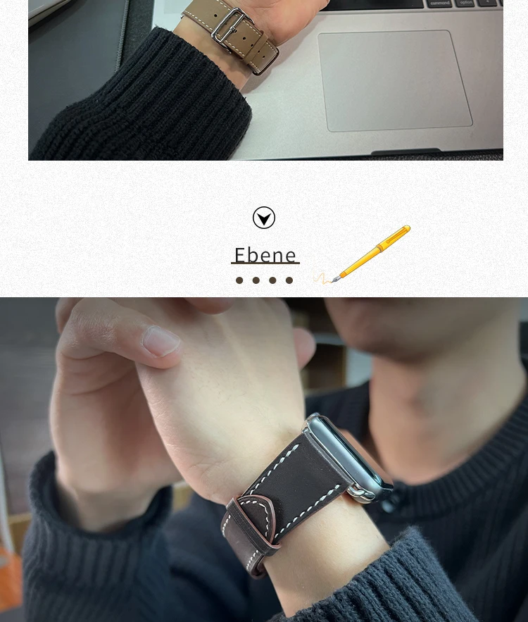 2026Kebitt For Apple Watch Series12 11 10 Ultra4 3 SE3 Strap High Quality Genuine Leather Band Iwatch 46 42 41 45 49mm Bracelet