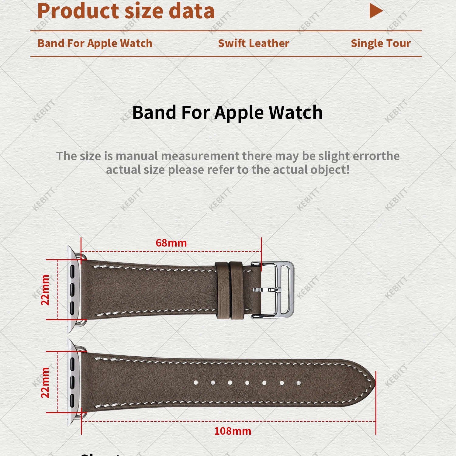 2026Kebitt For Apple Watch Series12 11 10 Ultra4 3 SE3 Strap High Quality Genuine Leather Band Iwatch 46 42 41 45 49mm Bracelet