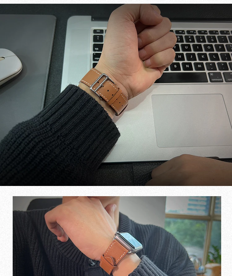 2026Kebitt For Apple Watch Series12 11 10 Ultra4 3 SE3 Strap High Quality Genuine Leather Band Iwatch 46 42 41 45 49mm Bracelet