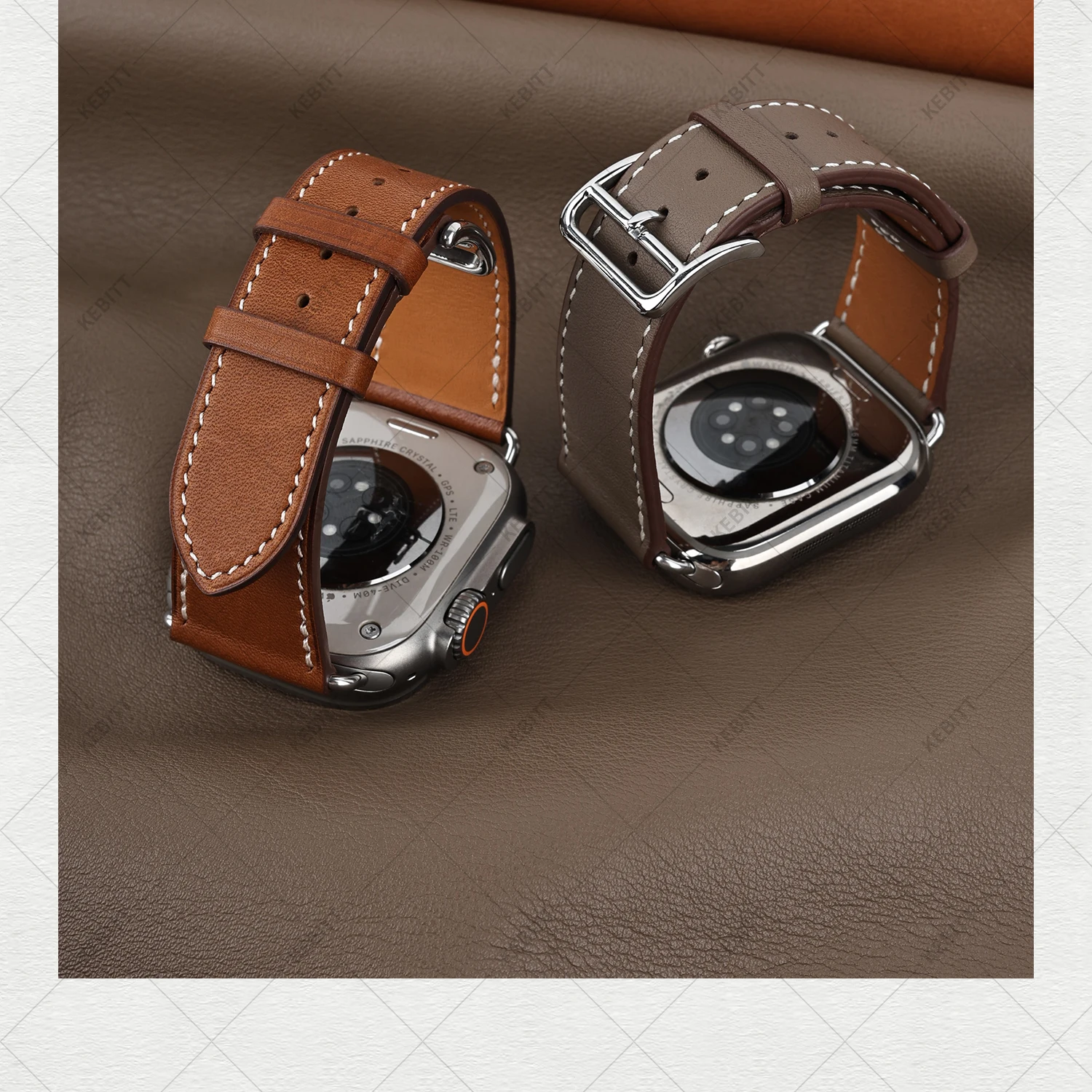 2026Kebitt For Apple Watch Series12 11 10 Ultra4 3 SE3 Strap High Quality Genuine Leather Band Iwatch 46 42 41 45 49mm Bracelet