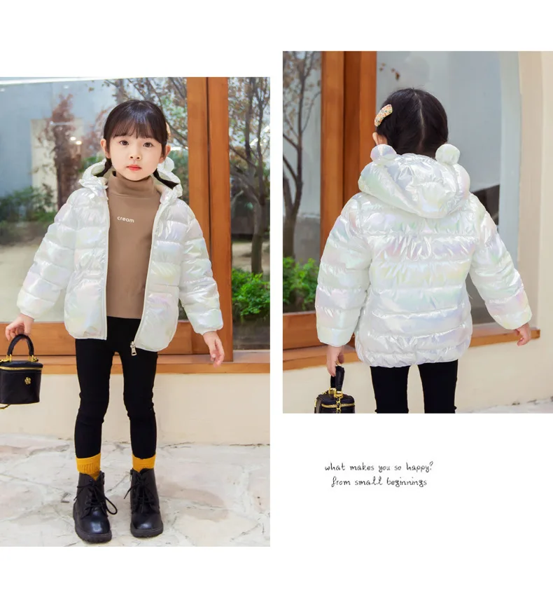 Glossy Fabric Antifouling Boys Girls Hooded Down Jackets Kids Winter Autumn Warm Outerwear Fashion Coat Children Casual Clothing