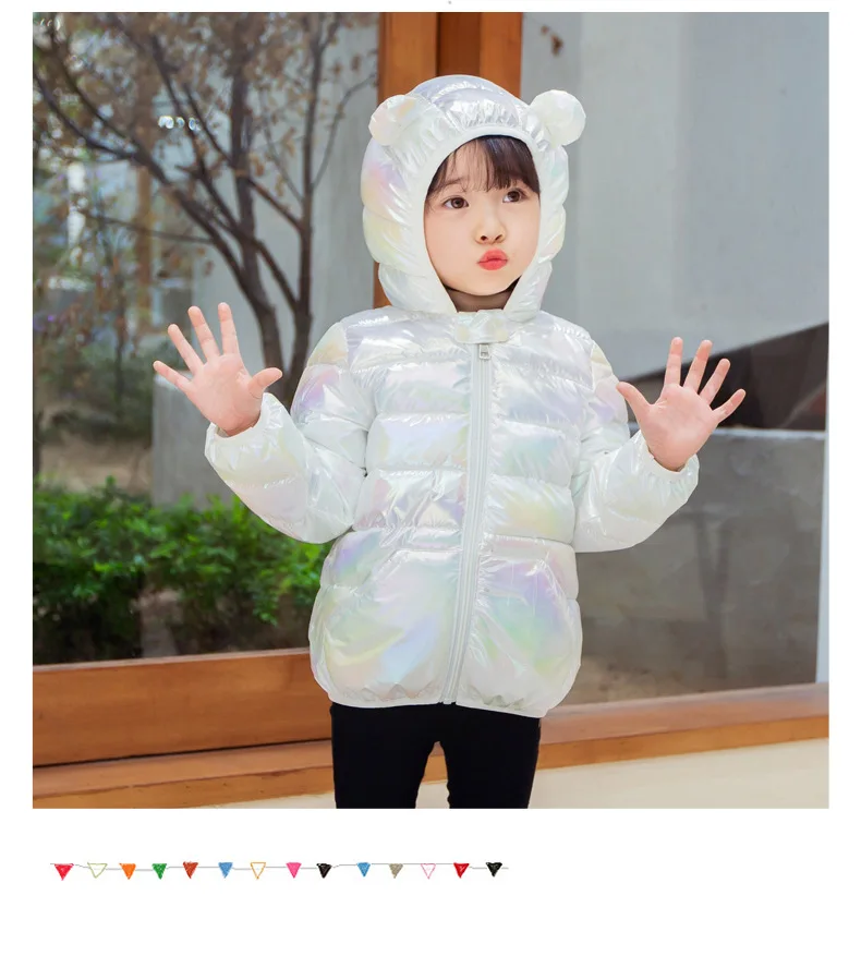 Glossy Fabric Antifouling Boys Girls Hooded Down Jackets Kids Winter Autumn Warm Outerwear Fashion Coat Children Casual Clothing