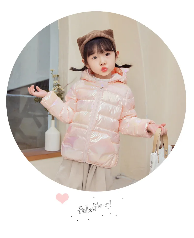 Glossy Fabric Antifouling Boys Girls Hooded Down Jackets Kids Winter Autumn Warm Outerwear Fashion Coat Children Casual Clothing