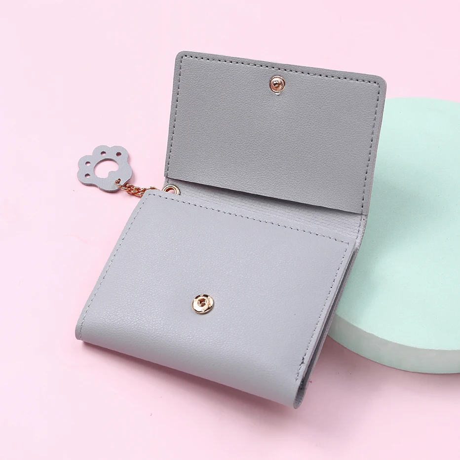 Women's Cute Cat Wallet Female Small Short PU Leather Purse Ladies Card Holder Money Bag Hasp Creative Fashion Wallet Girls Gift