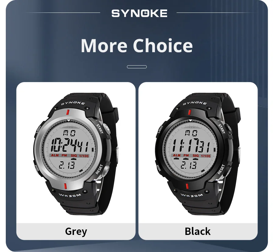 SYNOKE Men Electronic Watch Sports For Men Waterproof Luminous Multi Function Outdoor Mountaineering Large Screen Electronic Wat