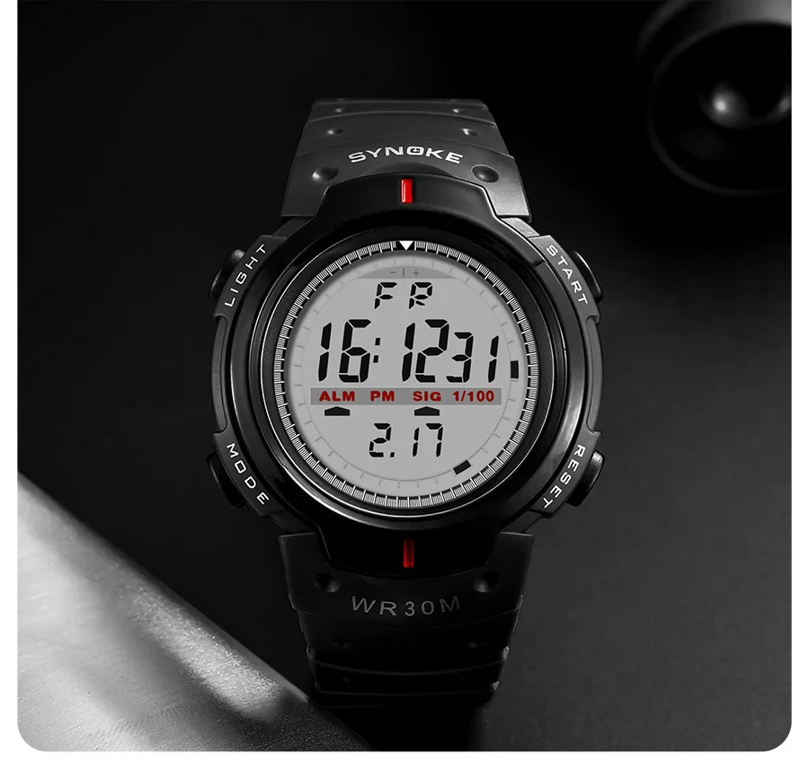SYNOKE Men Electronic Watch Sports For Men Waterproof Luminous Multi Function Outdoor Mountaineering Large Screen Electronic Wat