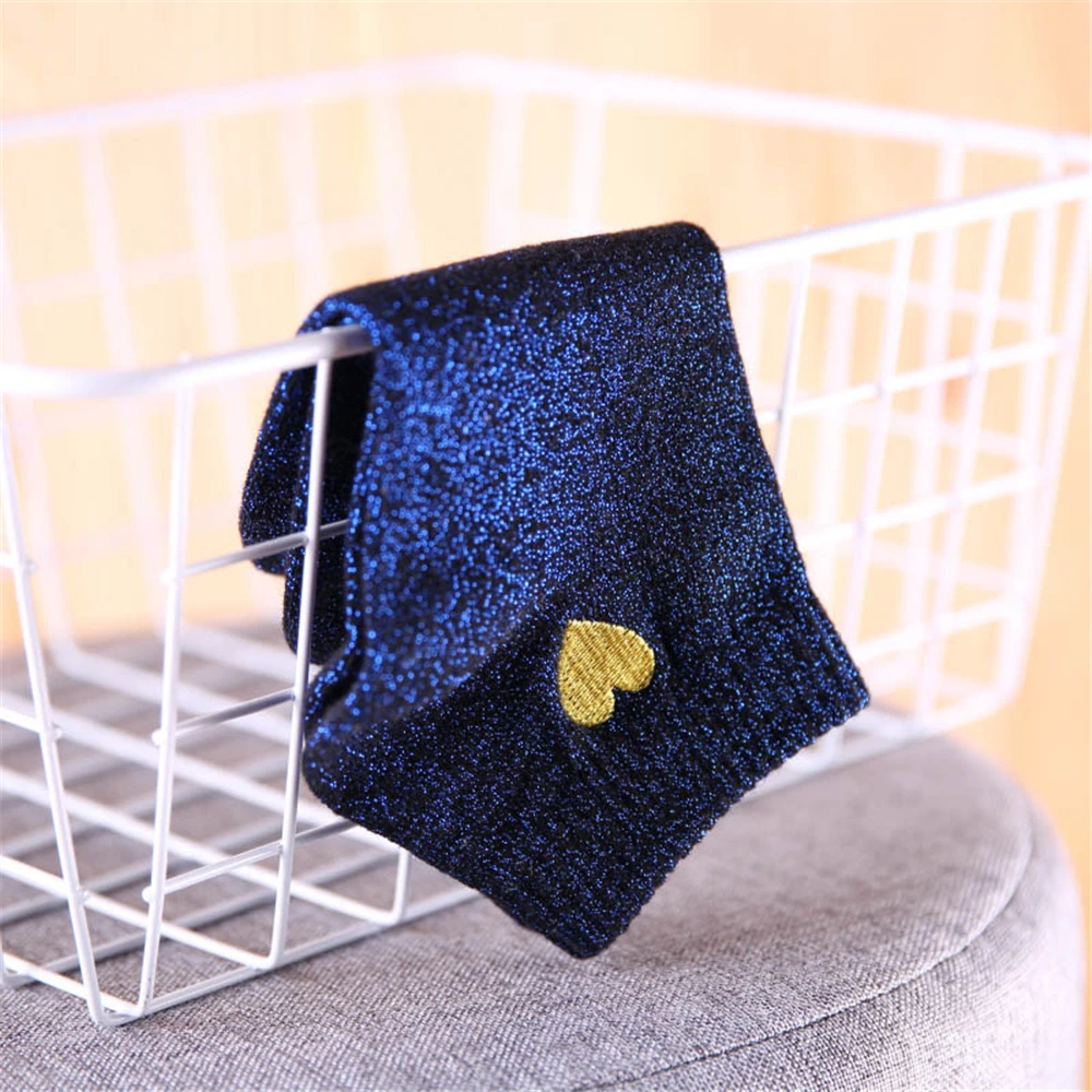 Embroidered Love Heart Glitter Socks For Women Shiny Socks Gold Silver Colorful Shining Fashion Funny