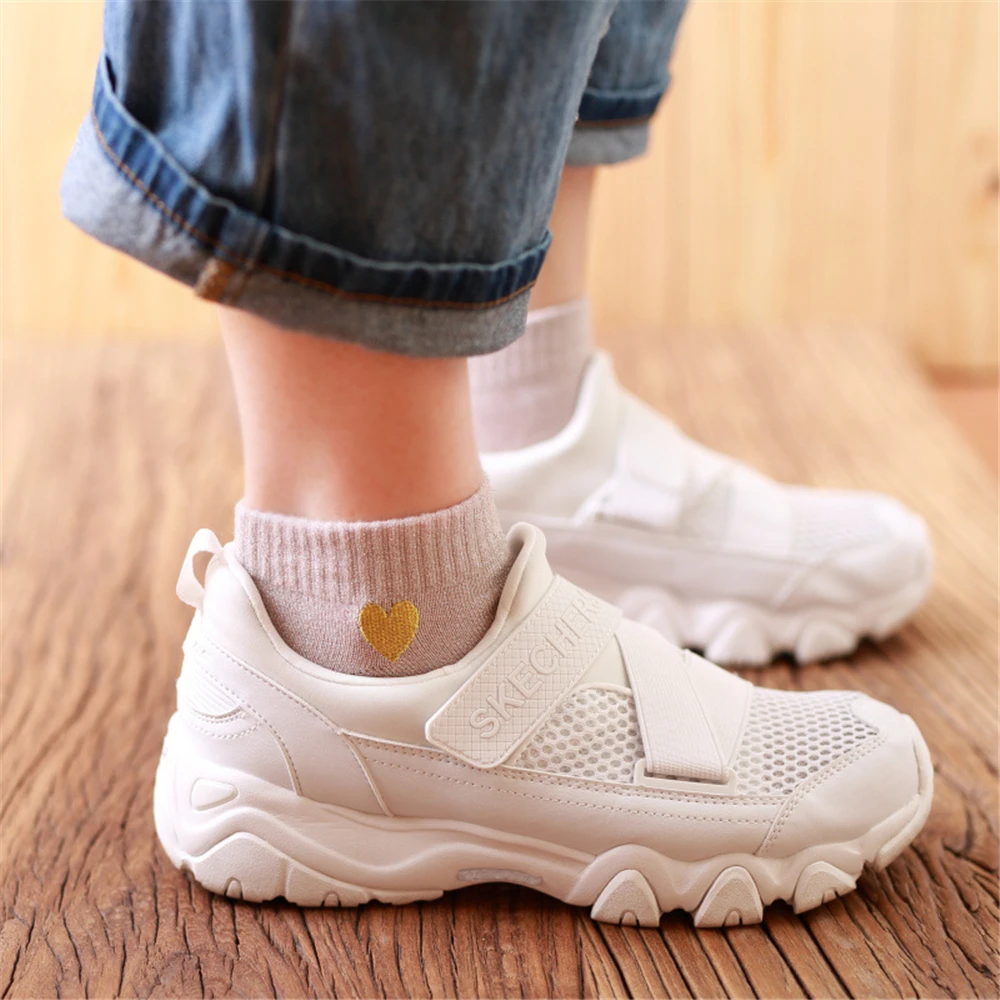 Embroidered Love Heart Glitter Socks For Women Shiny Socks Gold Silver Colorful Shining Fashion Funny