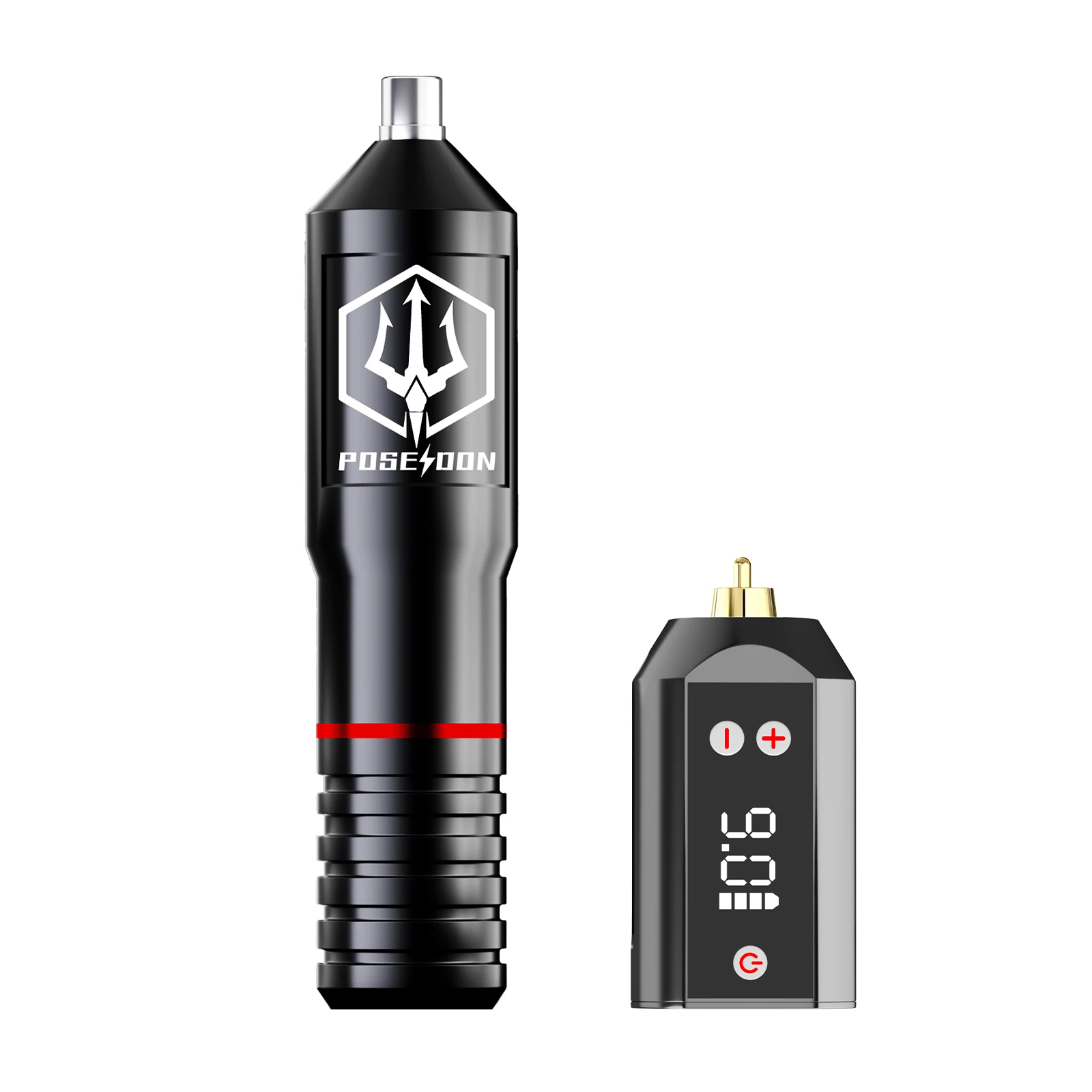 Alloy Tattoo Pen Kit POSEIDON High Quality Black Tattoo Kit 20 Tattoo Needles High Power Tattoo Power Supply Tattoo Gun Kit