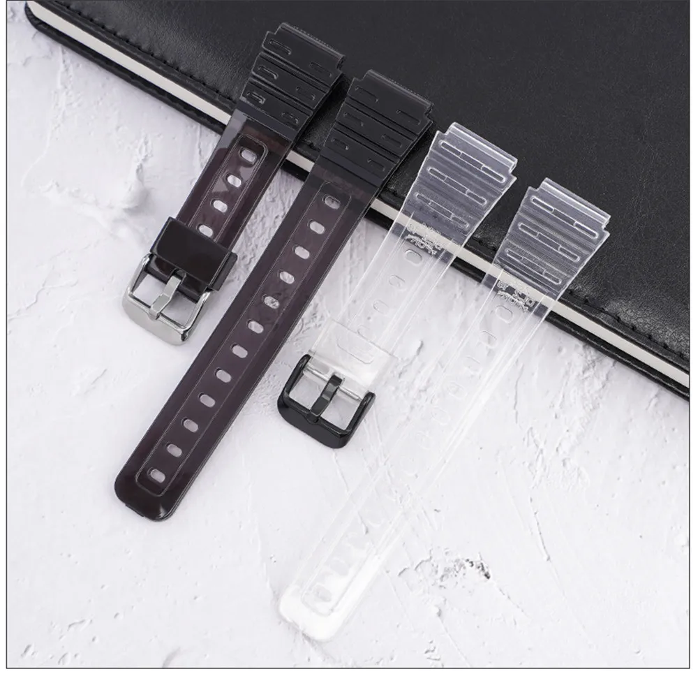 Watch Strap for Casio F-91W F-84 F-105/108 A-158/168 AE-1200/1300 Transparent Colorful Silicone Bracelet Band Accessories 18mm