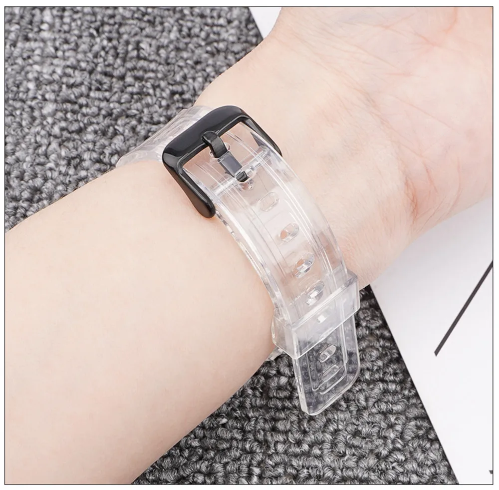 Watch Strap for Casio F-91W F-84 F-105/108 A-158/168 AE-1200/1300 Transparent Colorful Silicone Bracelet Band Accessories 18mm