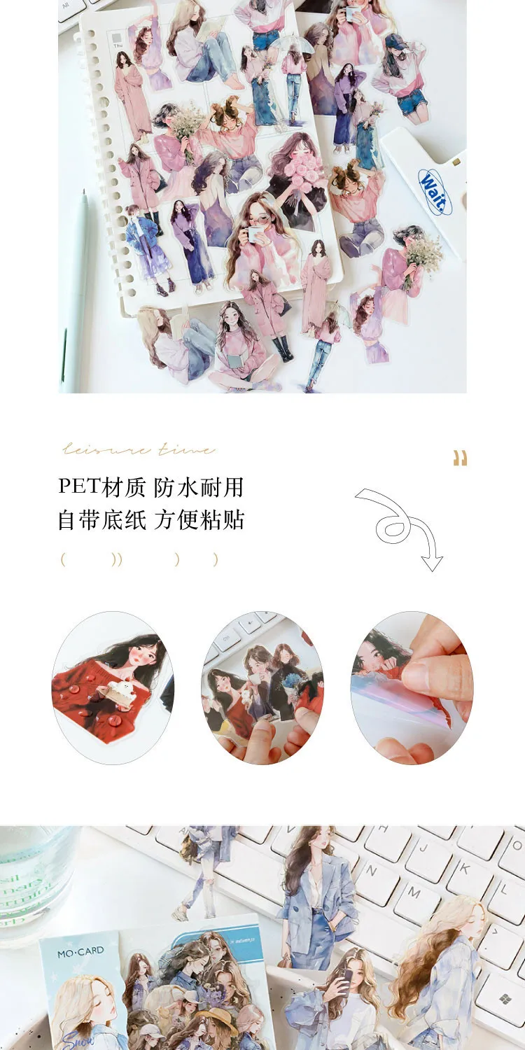 Journamm 30pcs/pack PET Ins Stickers Diary Life Combo Kit DIY Scrapbooking Materials Collage Stationery Decor Diary Supplies