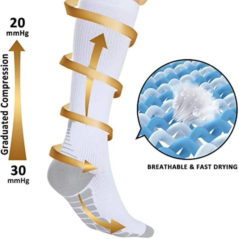 New Compression Socks Knee High 20-30 Mmhg Fit Medical Edema Diabetes Varicose Veins Running Marathon Compression Sports Socks