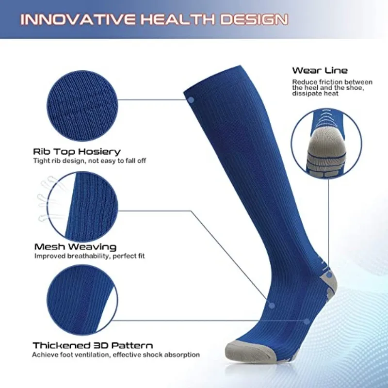 New Compression Socks Knee High 20-30 Mmhg Fit Medical Edema Diabetes Varicose Veins Running Marathon Compression Sports Socks