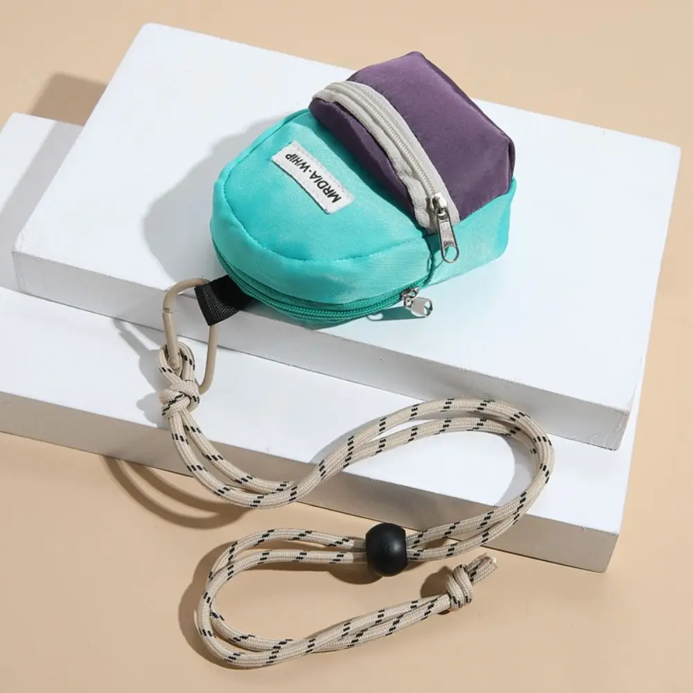 Neck Hanging Coin Purse New Polyester Earphone Storage Bag Mini Wallet Anti-theft Contrasting Color Small Key Bag