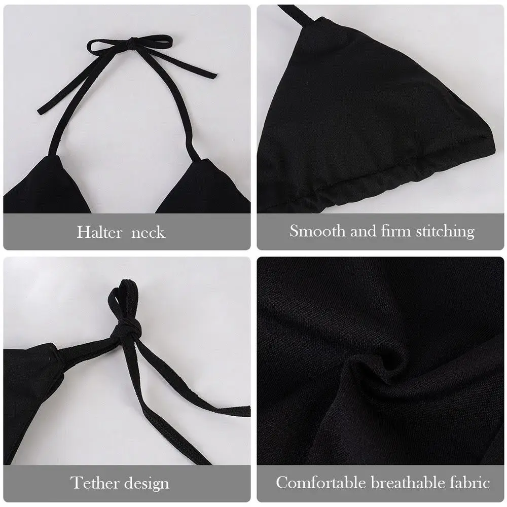 Fashion Solid Color Sexy G-string Thong Backless Split Bathing Suit Swimsuit Brazlian Swimwear Bikini Set