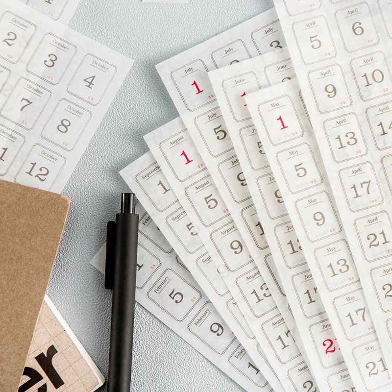 365 day Date Stickers Planner Stick Labels Scrapbooking Adhesive Diy Scrapbooking Diary Album junk journal supplies