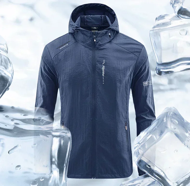 Summer Outdoor Quick Dry Sun-Protective Thin Jacket Men Hiking Fishing Cycling Hooded Gym Sport Windbreaker Ultra Light Coats