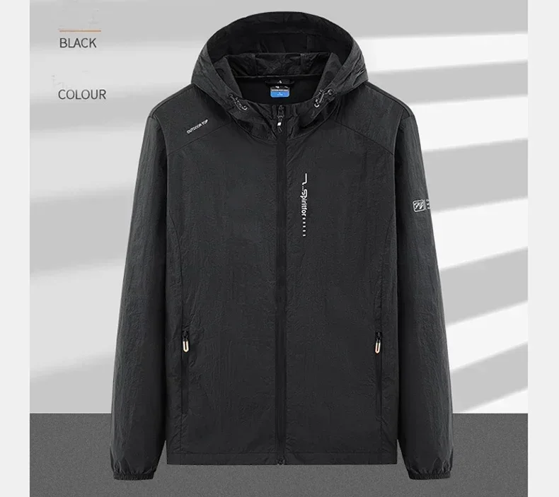Summer Outdoor Quick Dry Sun-Protective Thin Jacket Men Hiking Fishing Cycling Hooded Gym Sport Windbreaker Ultra Light Coats