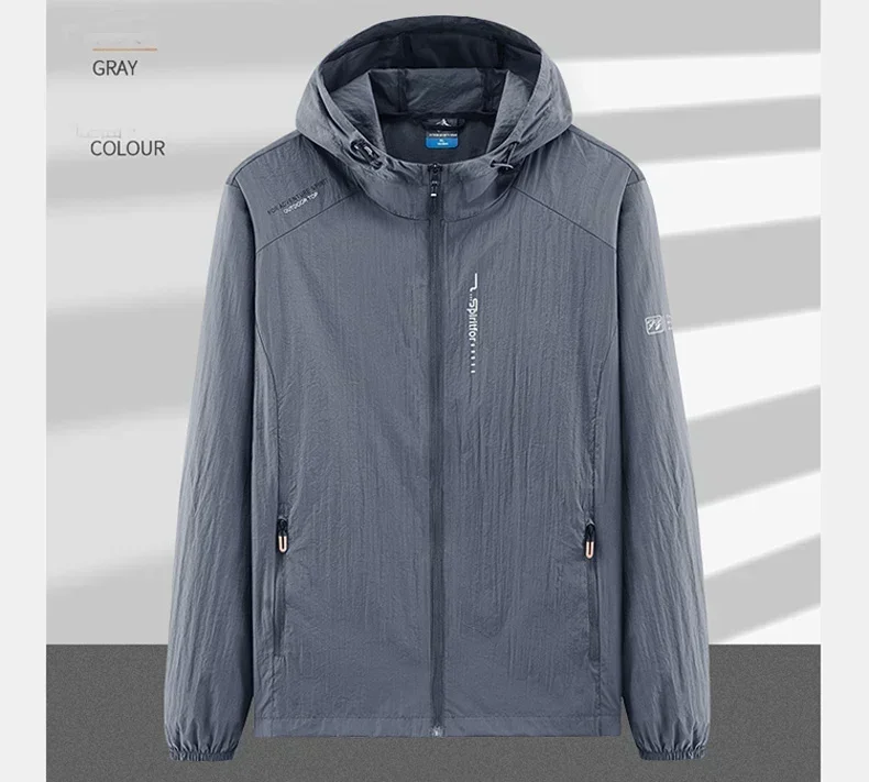 Summer Outdoor Quick Dry Sun-Protective Thin Jacket Men Hiking Fishing Cycling Hooded Gym Sport Windbreaker Ultra Light Coats