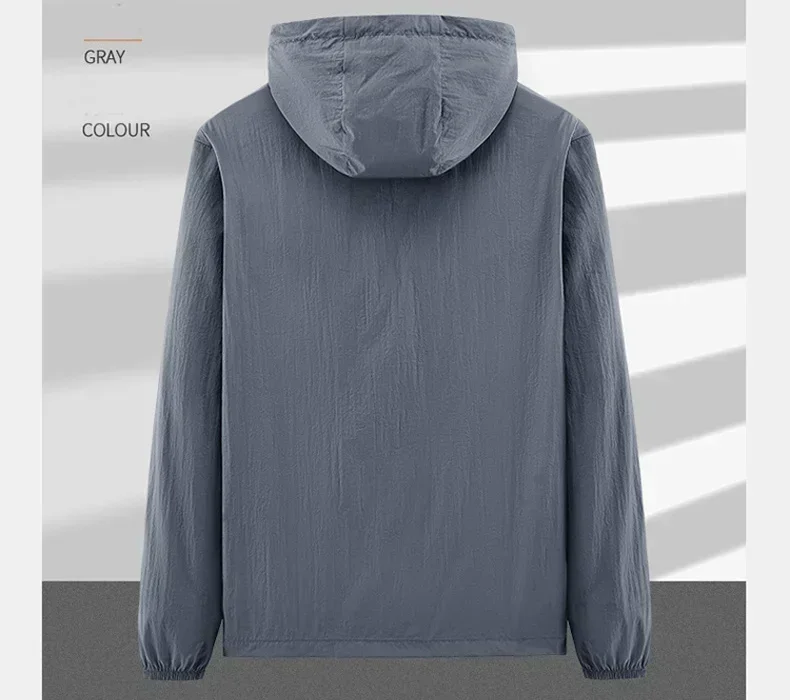 Summer Outdoor Quick Dry Sun-Protective Thin Jacket Men Hiking Fishing Cycling Hooded Gym Sport Windbreaker Ultra Light Coats