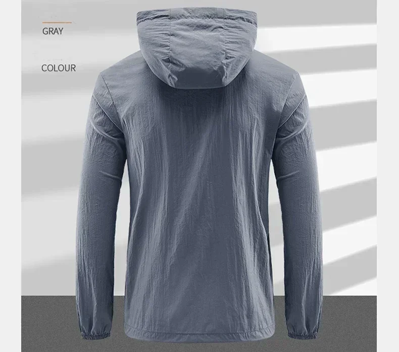 Summer Outdoor Quick Dry Sun-Protective Thin Jacket Men Hiking Fishing Cycling Hooded Gym Sport Windbreaker Ultra Light Coats