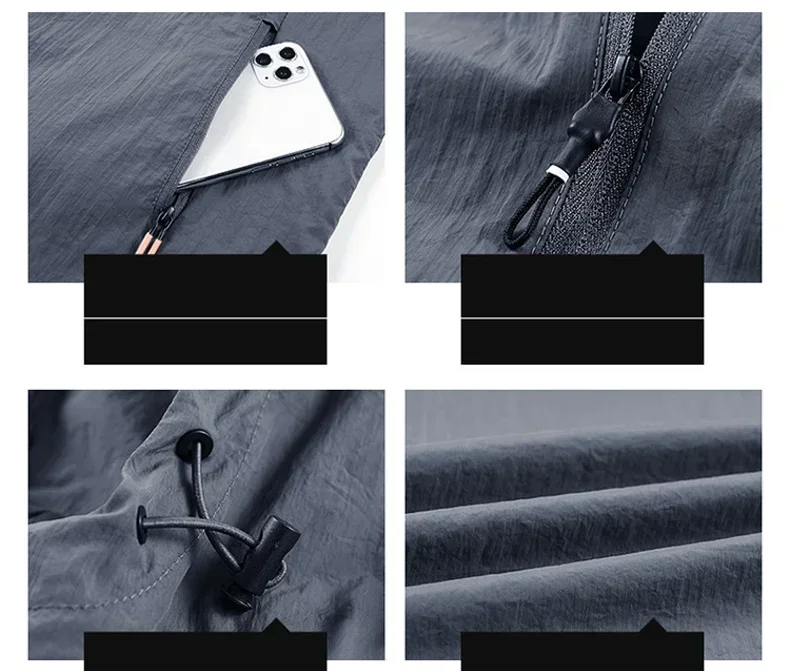 Summer Outdoor Quick Dry Sun-Protective Thin Jacket Men Hiking Fishing Cycling Hooded Gym Sport Windbreaker Ultra Light Coats