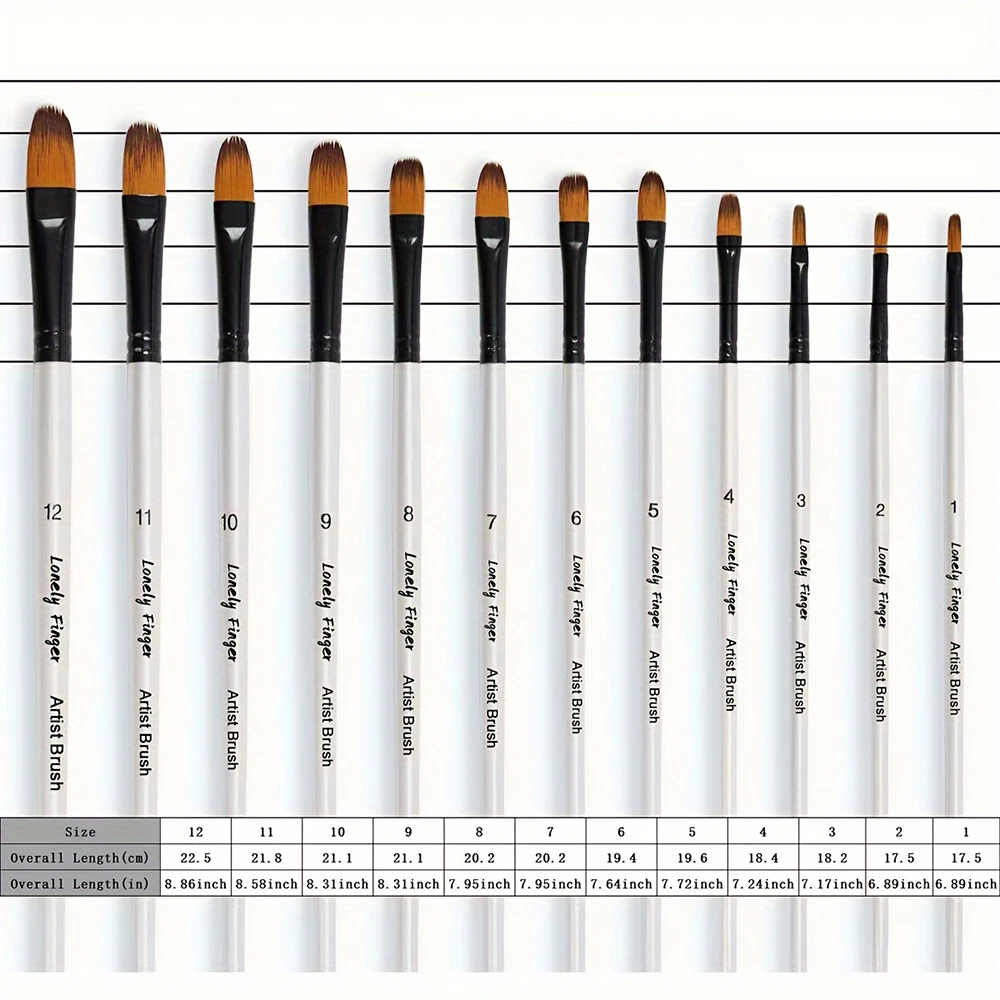 12/48pcs Artist Paint Brushes Set For Oil Acrylic Flat Tip Kit Paint Brushes For Nylon Paint Brushes Artist Watercolor Painting