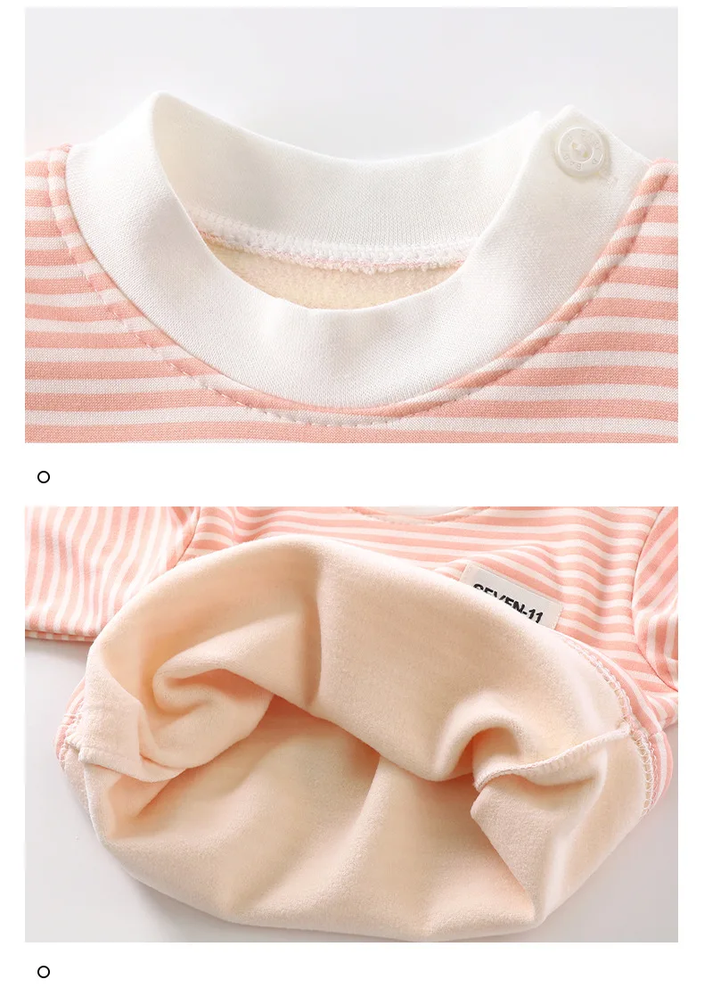 0-5-Year-Old Baby Plush Children's Pajamas Solid Color Long-Sleeved Pants Breathable Pajamas for Boys and Girls Casual Wear