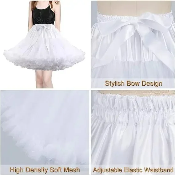 Lowest Pirce Womens 2-Layered Pleated Tulle Petticoat White Black Tutu Puffy Party Cosplay Skirt Lolita Cosplay Bridal Crinoline