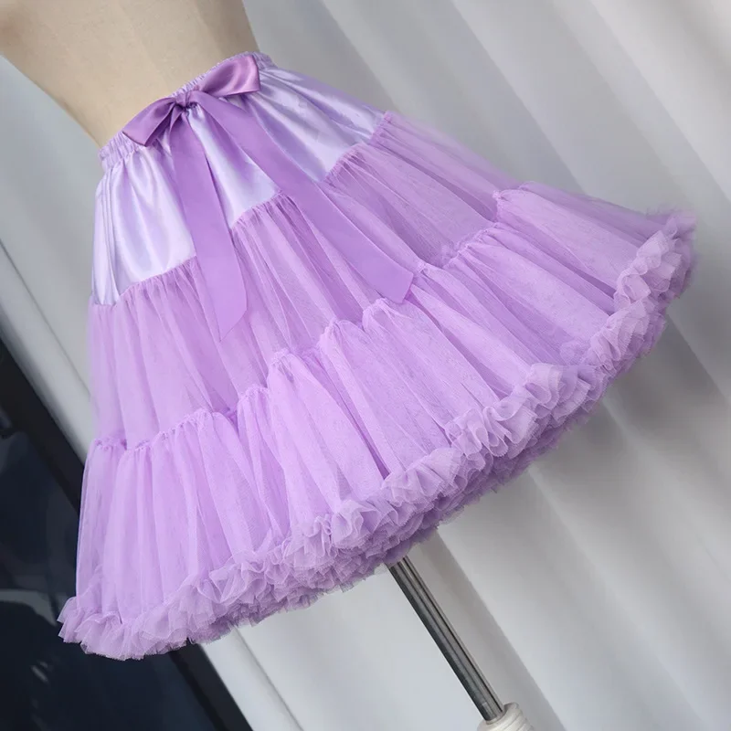 Lowest Pirce Womens 2-Layered Pleated Tulle Petticoat White Black Tutu Puffy Party Cosplay Skirt Lolita Cosplay Bridal Crinoline