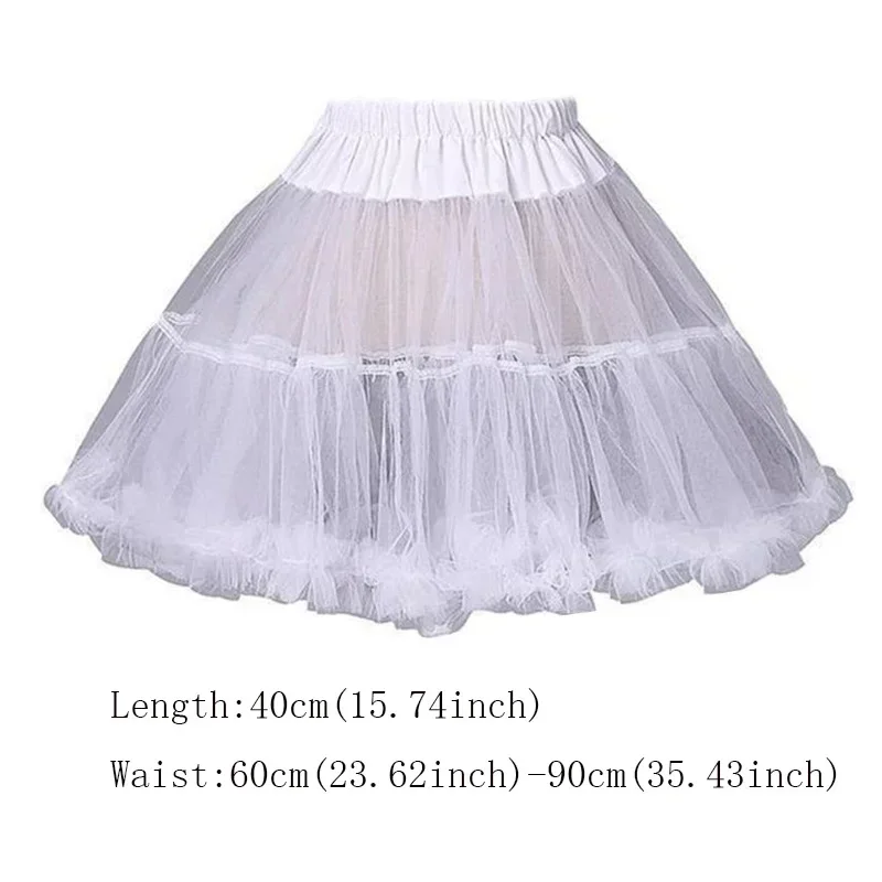 Lowest Pirce Womens 2-Layered Pleated Tulle Petticoat White Black Tutu Puffy Party Cosplay Skirt Lolita Cosplay Bridal Crinoline