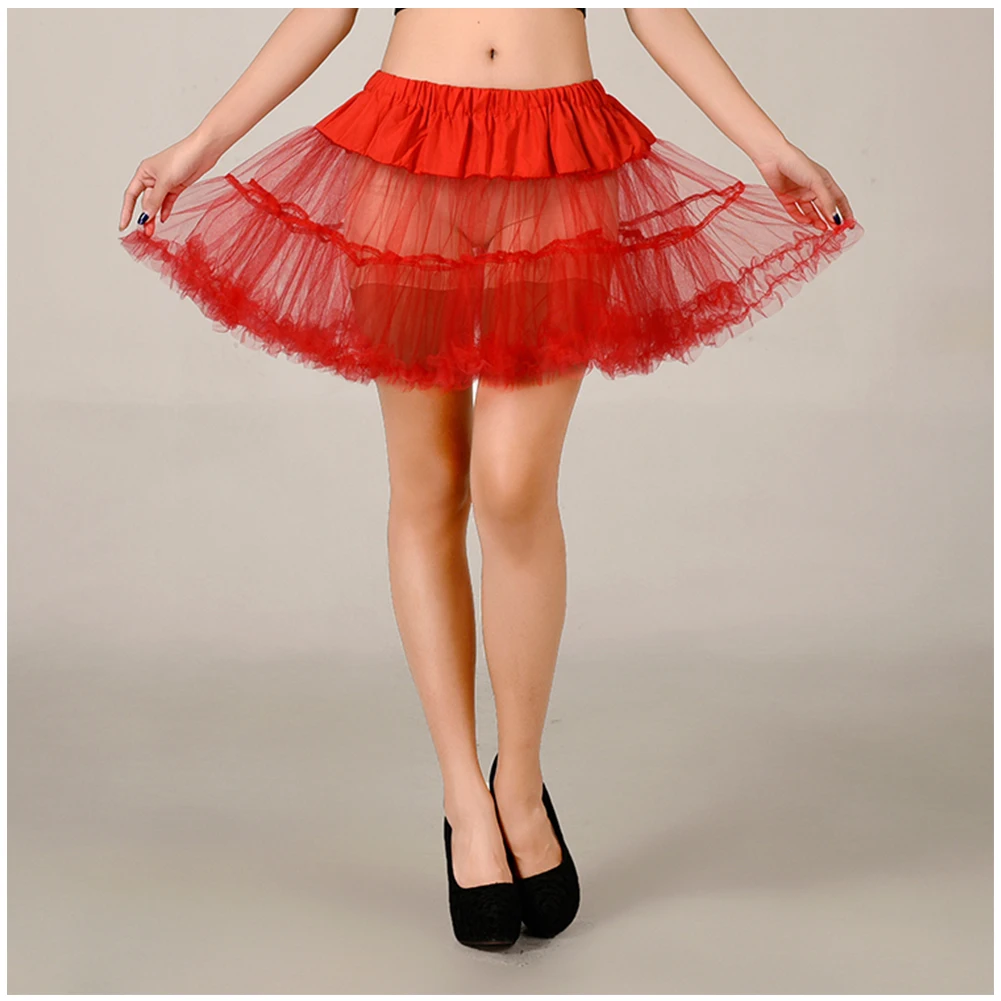 Lowest Pirce Womens 2-Layered Pleated Tulle Petticoat White Black Tutu Puffy Party Cosplay Skirt Lolita Cosplay Bridal Crinoline