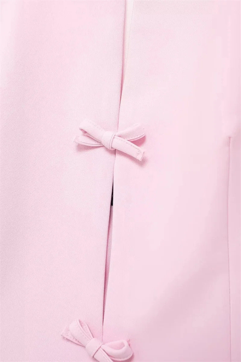 MUJER 2025 Off Shoulder Halter Top Female Pink White Crop Top Women Bow Cut Out Sleeveless Backless Top Woman Sexy Summer Tops
