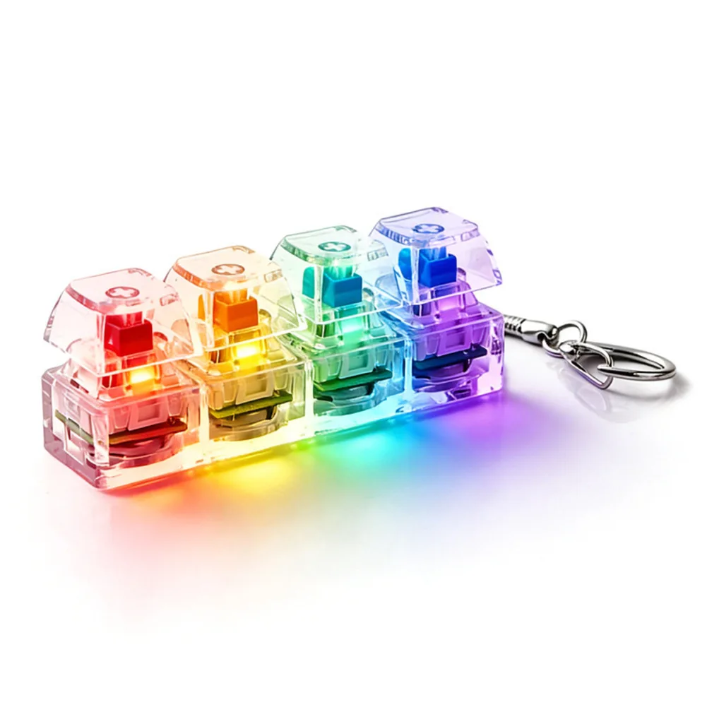 1pcs 4 Keys Mechanical Keyboard Tester LED Keyboard Key Toys Stress Relief DIY Fidget Button Keycap Fidget Keychain Toys