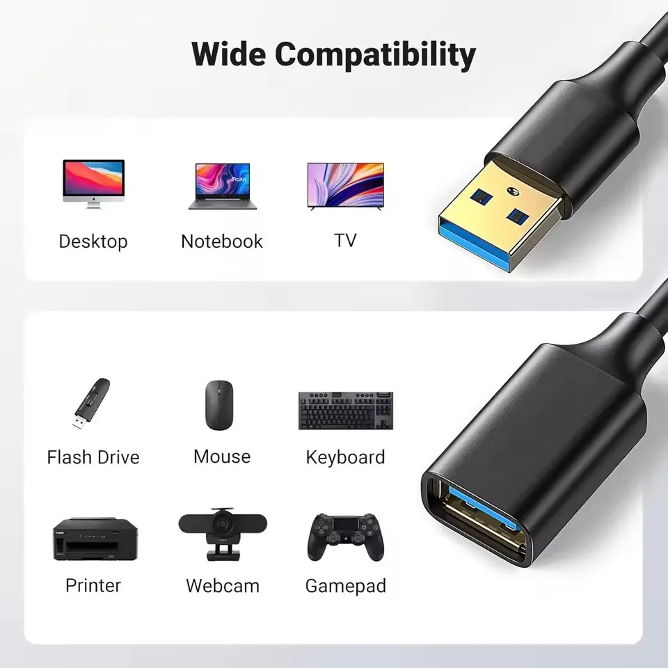 USB Extension Cable USB 3.0 2.0 Extender Cable Cord For Smart TV XBox One SSD PC Laptop 5Gbps Fast Speed Cable 1m 2m 3.0m 1.5m