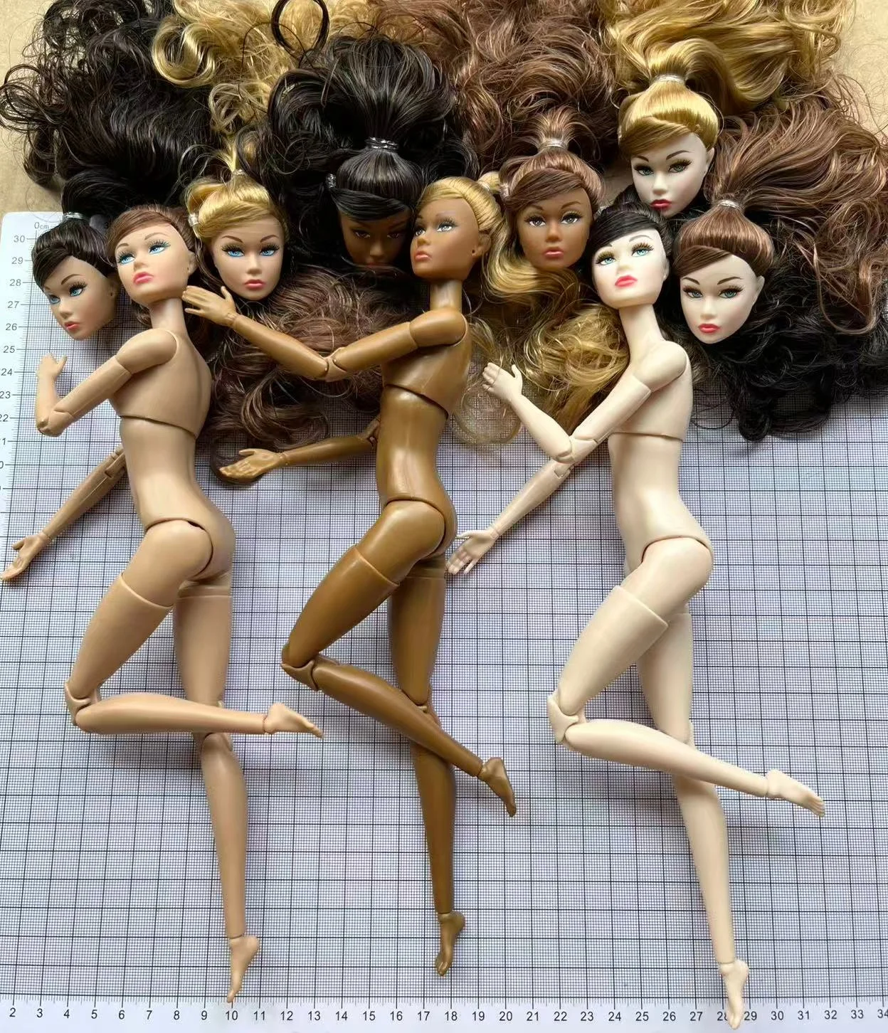 Poppy Parker Makeup Head With Beige Super White Coffee Yoga Slim Doll Body 1/6 Doll Figures Collective Toys
