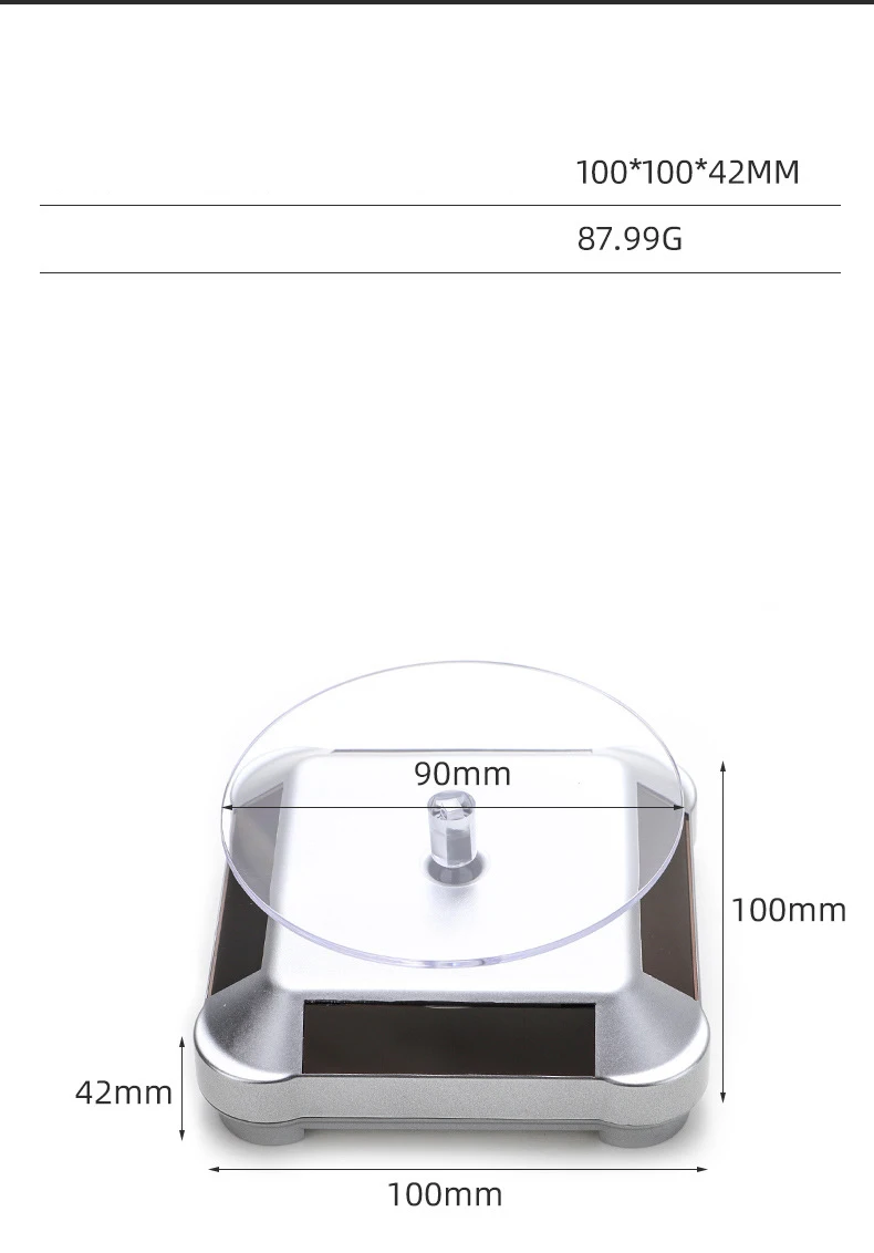 Solar Showcase 360 Automatic Rotating Turntable Jewelry Organizer Jade Ware Necklace Bracelet Watch Phone Display Stand