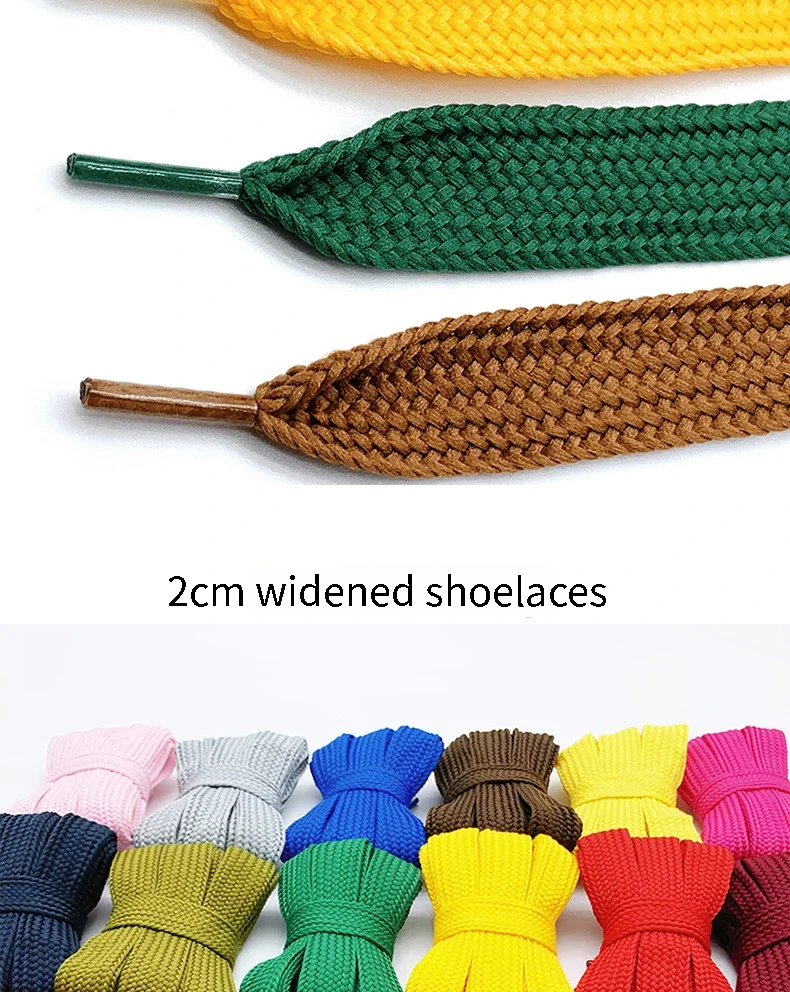 2CM Width Flat Shoelaces Casual Sneakers Classic Shoelace Teenis Shoe Laces for Woman Man 100/120/140/160CM Shoes Accessories