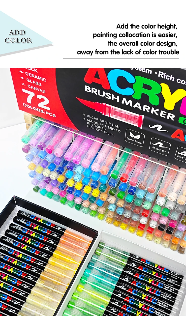 GN 12-120 Colors Acrylic Paint Pens Markers Brush Tip Paint Markers For Rock Painting Wood Canvas Stone,Festival Gift DIY Crafts