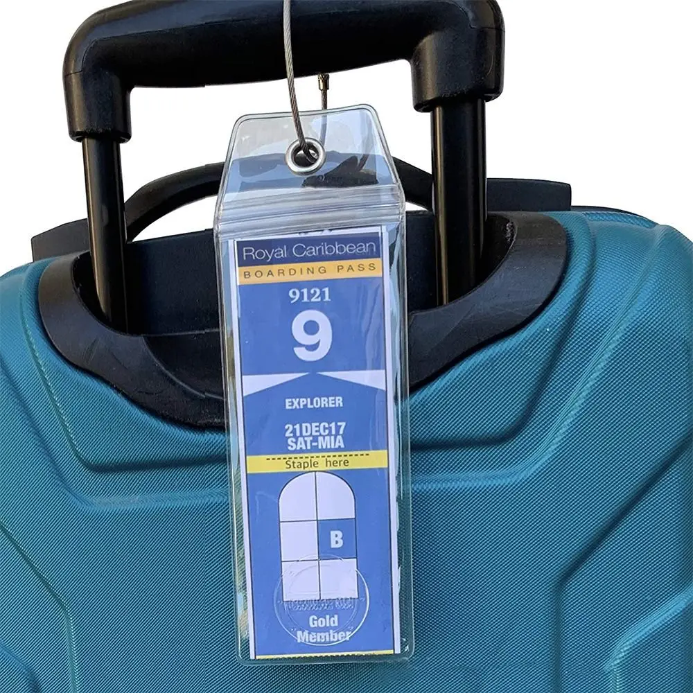 Cruise Luggage Suitcase Tag Label Holder Zip Seal Steel Loops For Travel