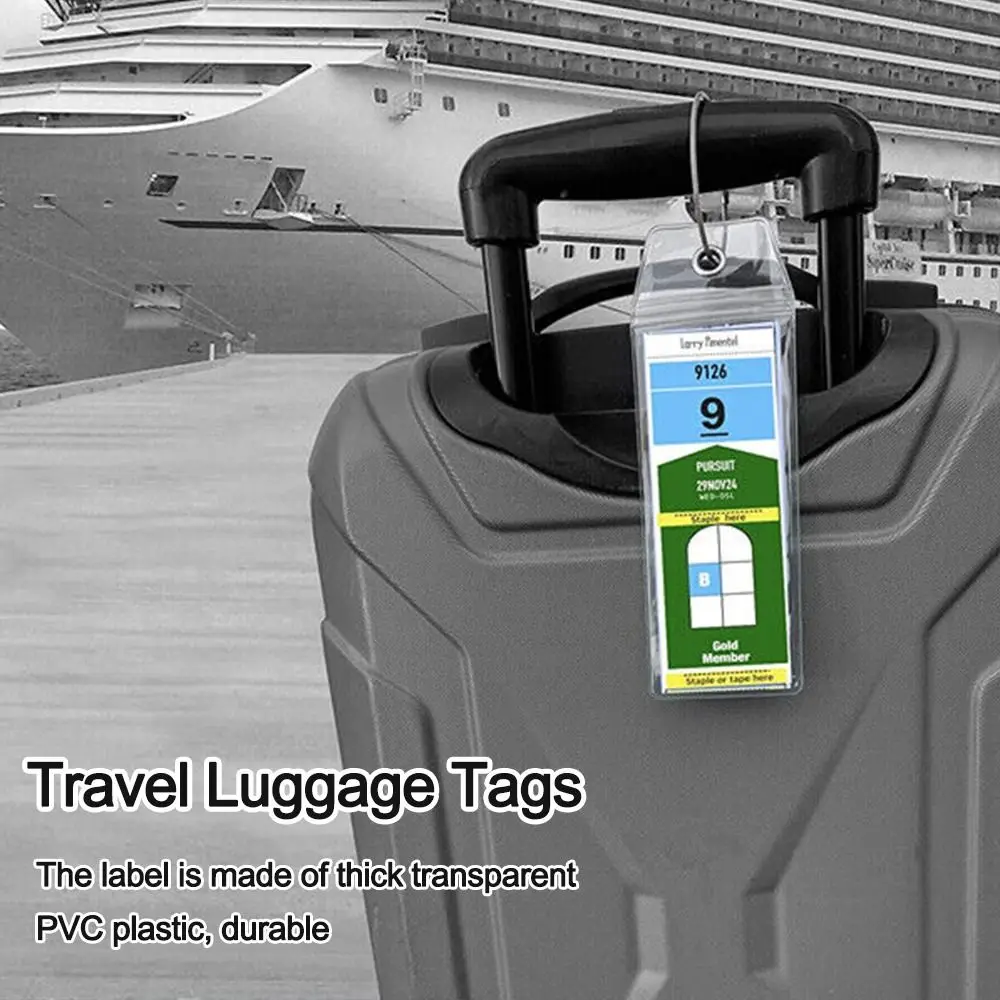Cruise Luggage Suitcase Tag Label Holder Zip Seal Steel Loops For Travel