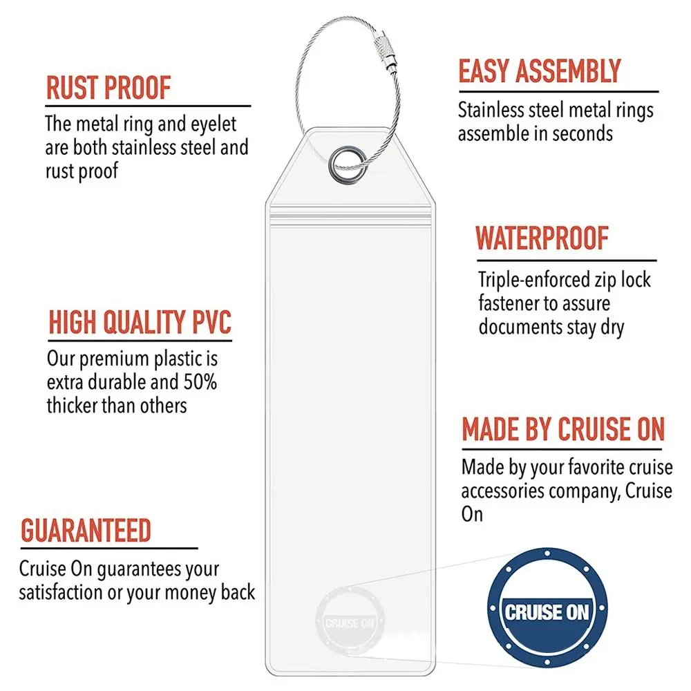 Cruise Luggage Suitcase Tag Label Holder Zip Seal Steel Loops For Travel