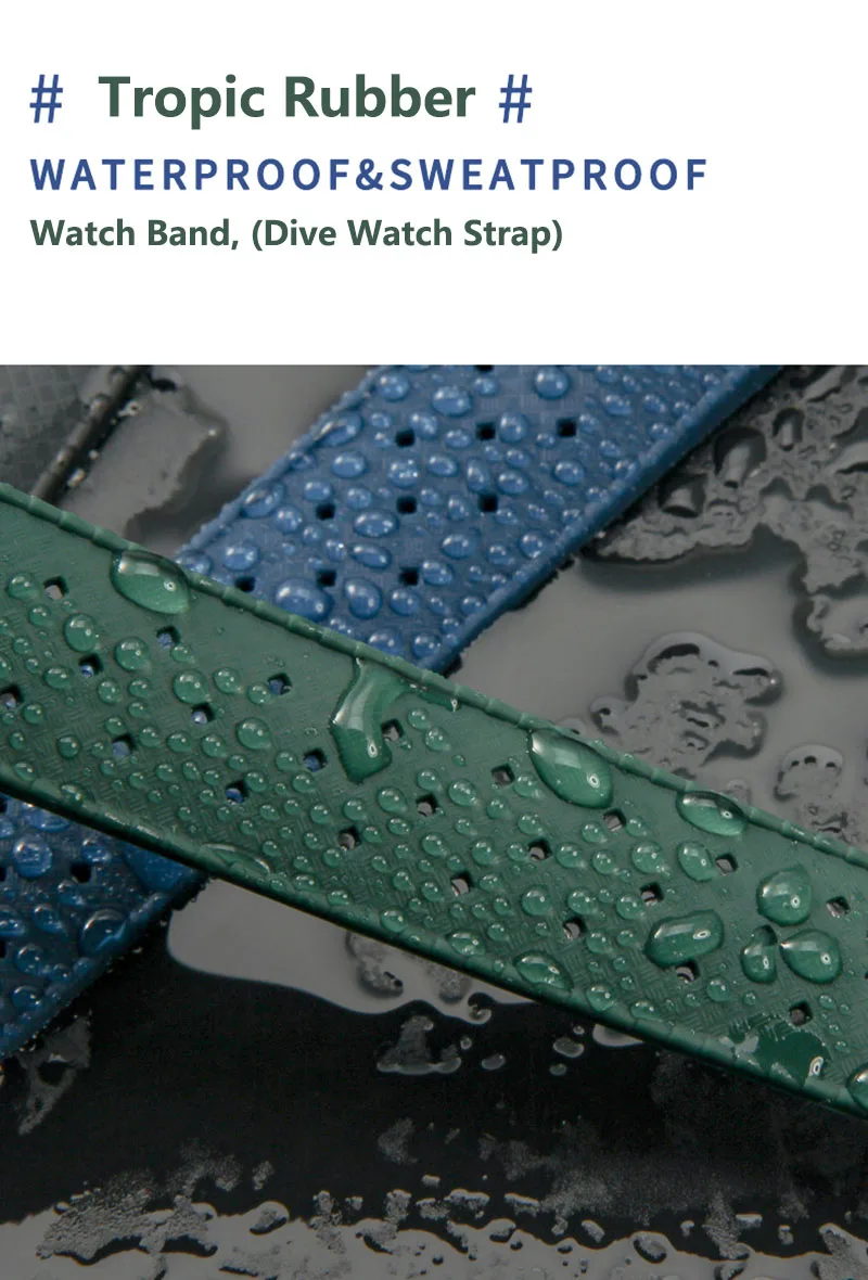 20mm 22mm Tropic Rubber Strap for Seiko/New Diving Waterproof Smart Watch Sport Wristband for Samsung Galaxy Watch 42 46mm
