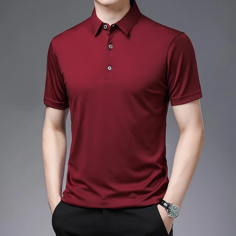 2026 Men's New Solid Color Business Casual POLO Shirt Summer Fashion Casual Short Sleeve Comfortable and Breathable Top