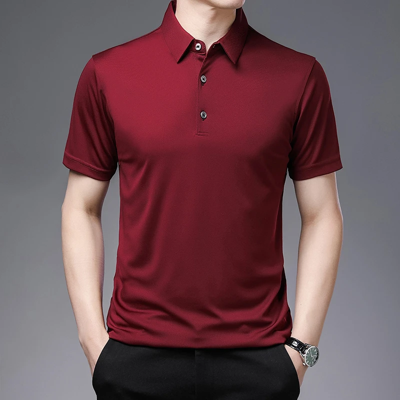 2026 Men's New Solid Color Business Casual POLO Shirt Summer Fashion Casual Short Sleeve Comfortable and Breathable Top