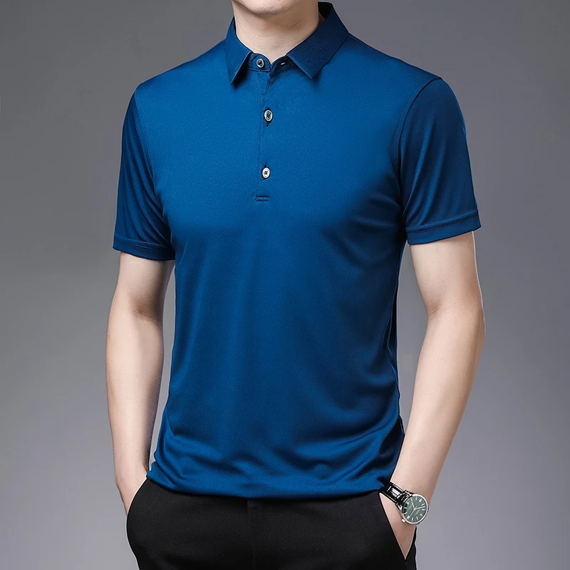 2026 Men's New Solid Color Business Casual POLO Shirt Summer Fashion Casual Short Sleeve Comfortable and Breathable Top
